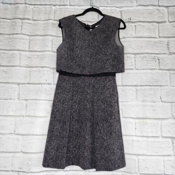 Rebecca Taylor techy Herringbone Point Double-layer Tweed Dress Womens Size 8 - Picture 1 of 8